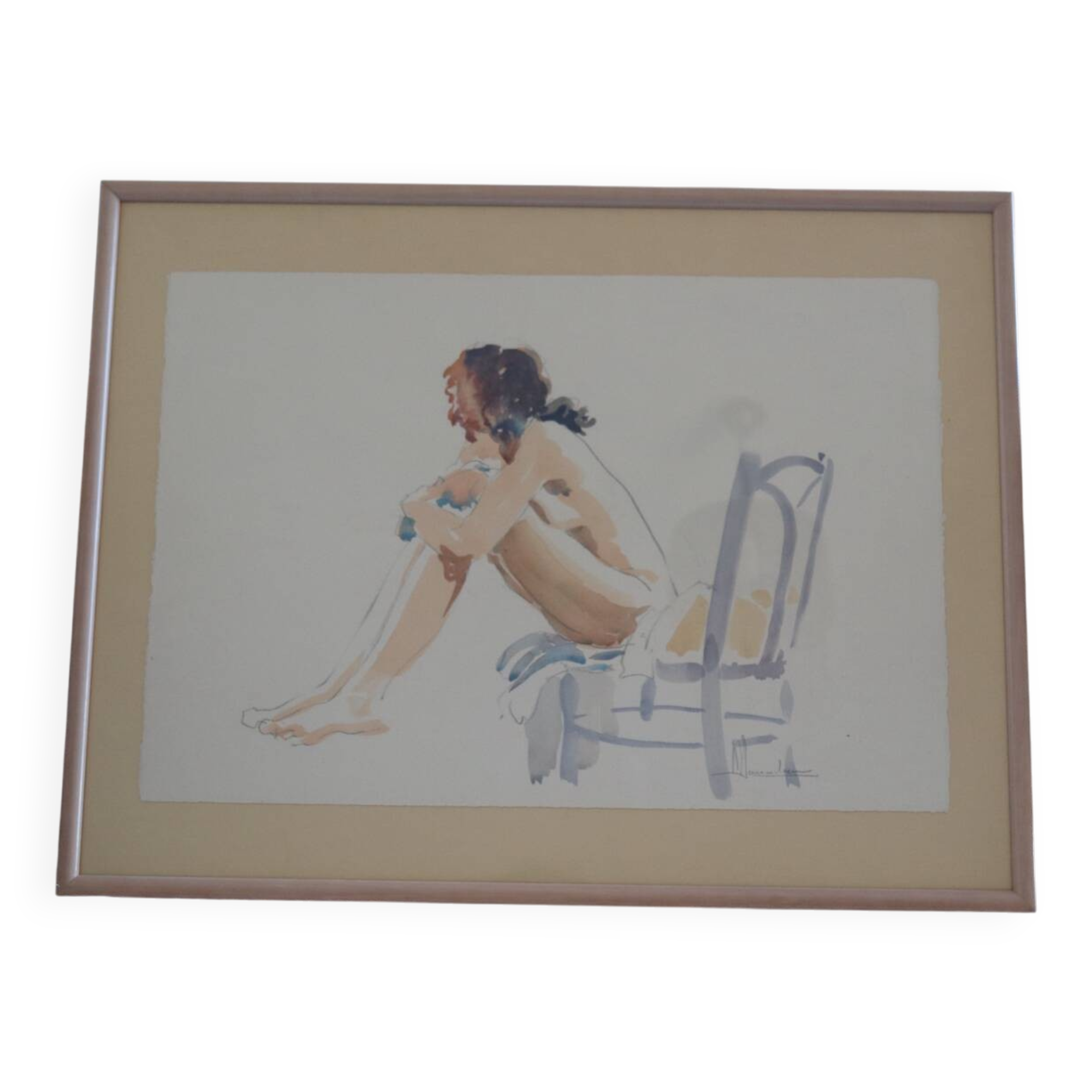 Watercolour painting on paper – seated woman