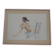 Watercolour painting on paper – seated woman