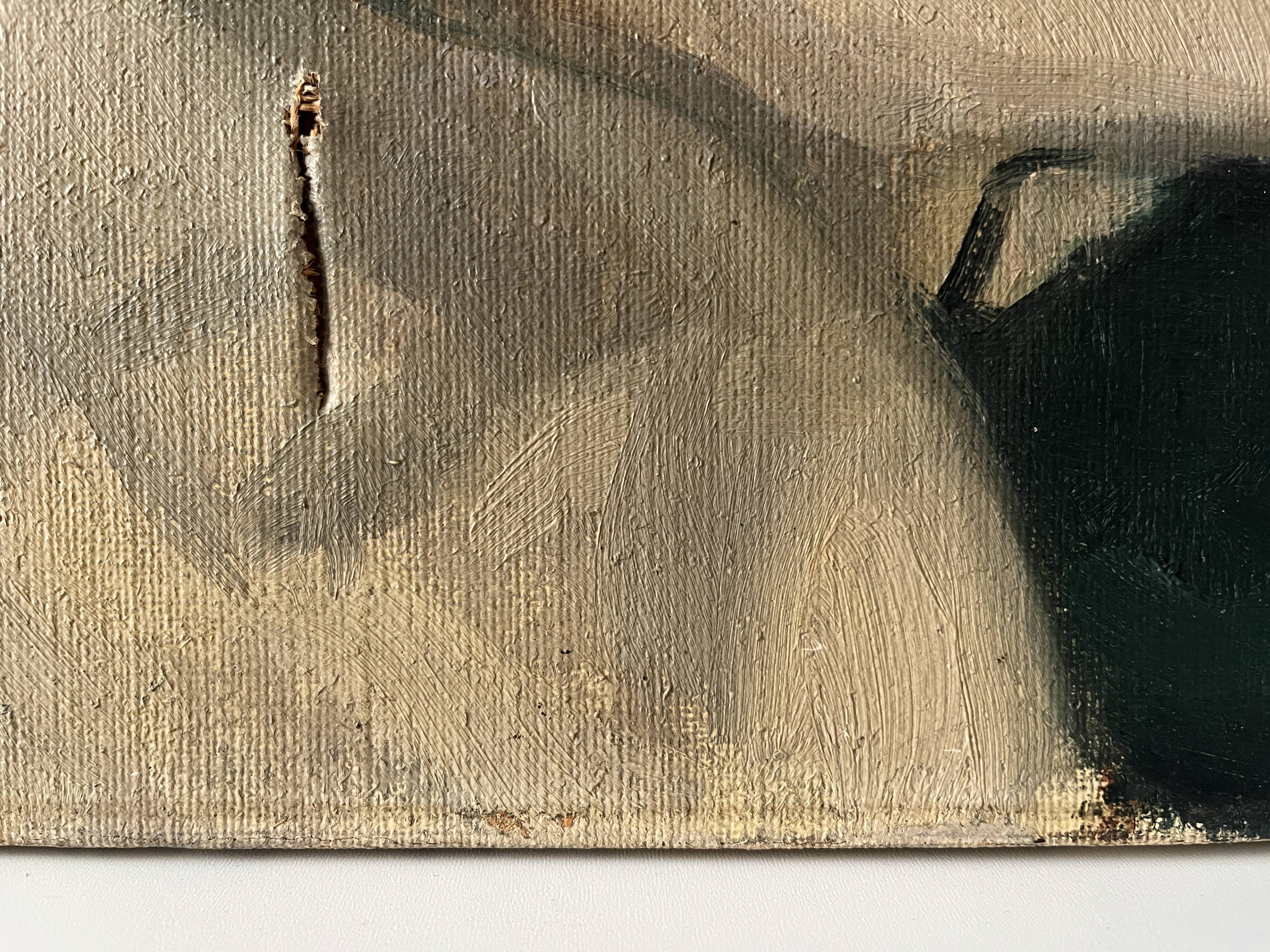 Old oil painting on canvas of a still life with fruits.