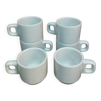 set of 6 stackable bistro coffee cups in white porcelain Sarreguemines