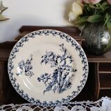 Flat plate in Amandinoise earthenware, Terre de fer, Margot model, blue color