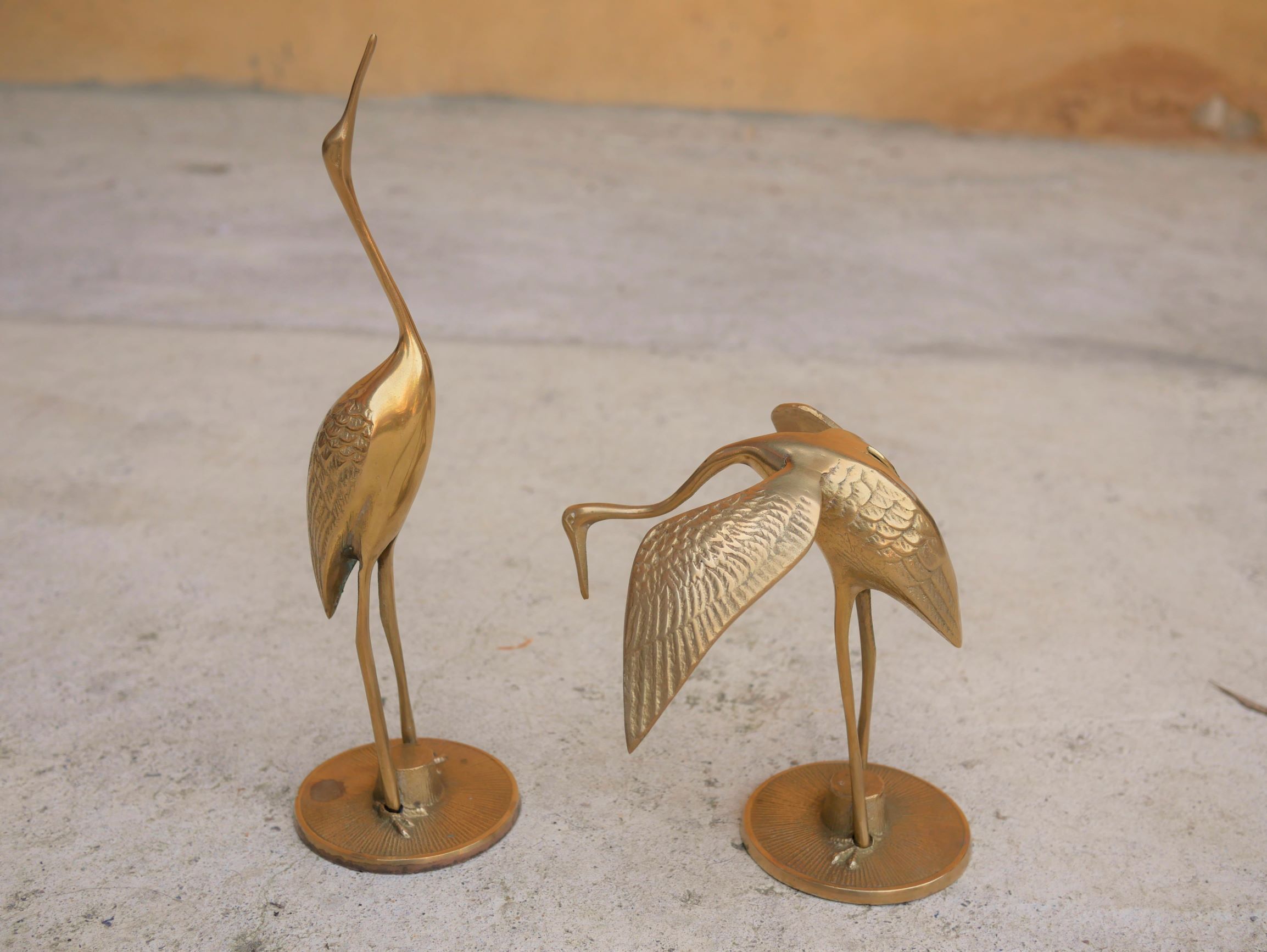 Couple de hérons vintage en laiton