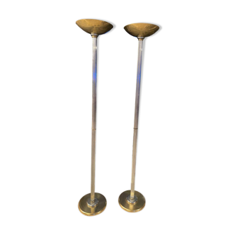 Paire lampadaire chromé design style art deco Italy