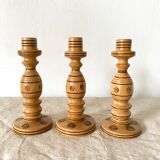 Engraved wooden candle holders