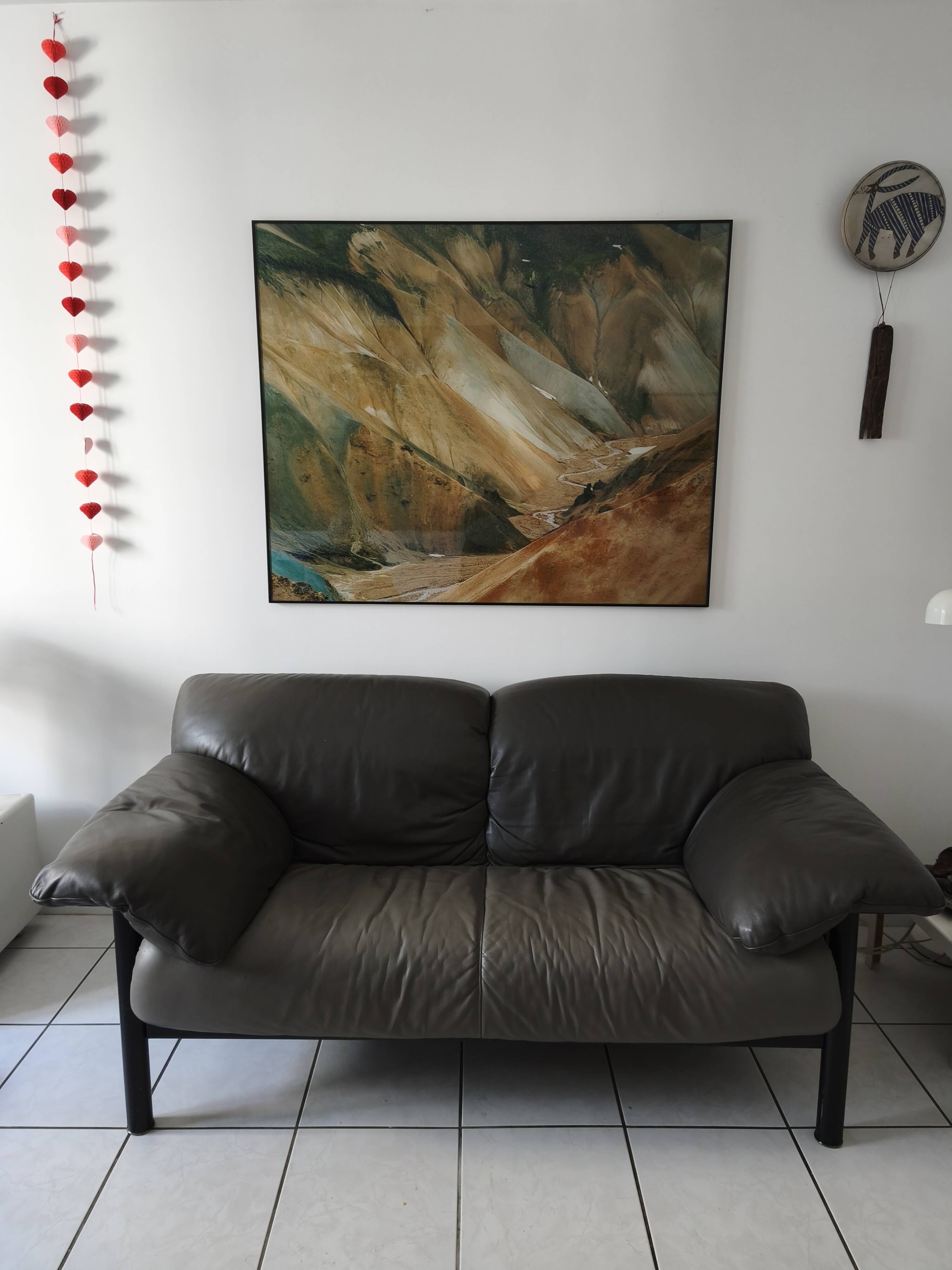 Leather sofa Pierluigi Cerri model Pausa, Poltronafrau