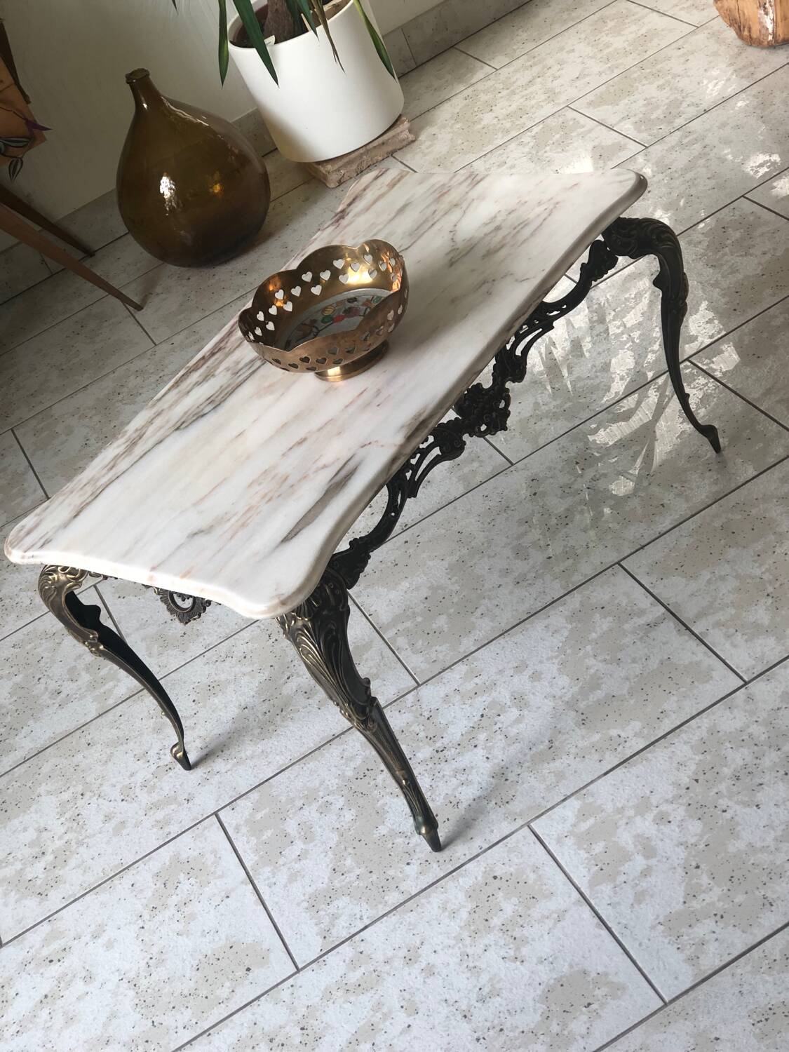 Vintage marble and brass coffee table