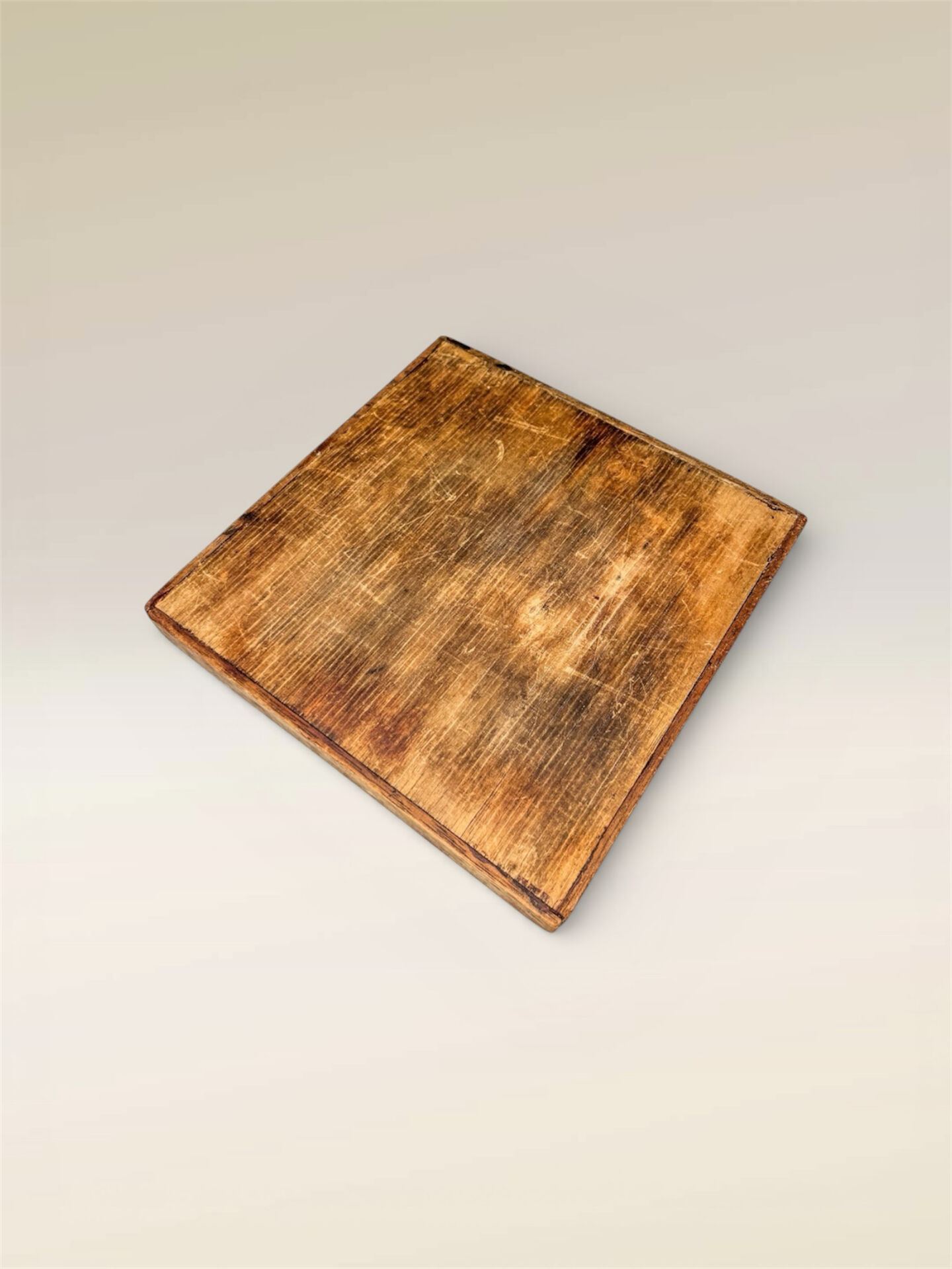 Enamelled Stoneware & Wood Trivet Brutalist Style 70s