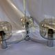 Chrome metal chandelier 3 vintage smoky glass globes