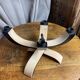 Foldable and deconstructed chandelier, minimalist Swedish design in wood.