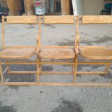 Bench cinema or theatre chairs in iron and solid wood - circa 1930