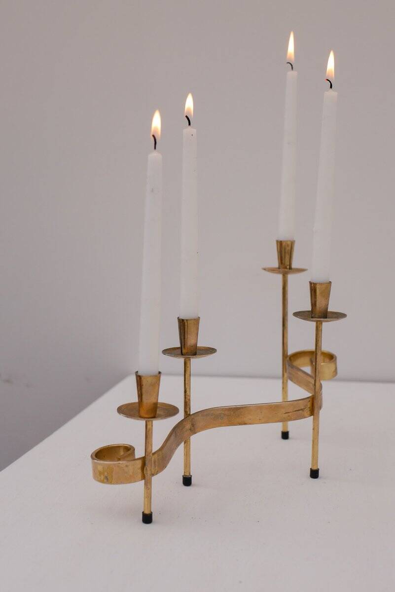 Mid-century modern metal candlesticks by Gunnar Ander for Ystad-Metall, Sweden, 1960s