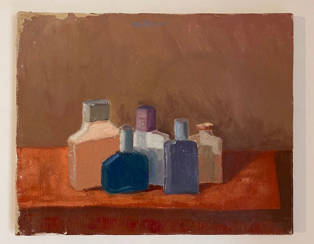 Old painting, still life with bottles, signed Milliquet (1896-1982)