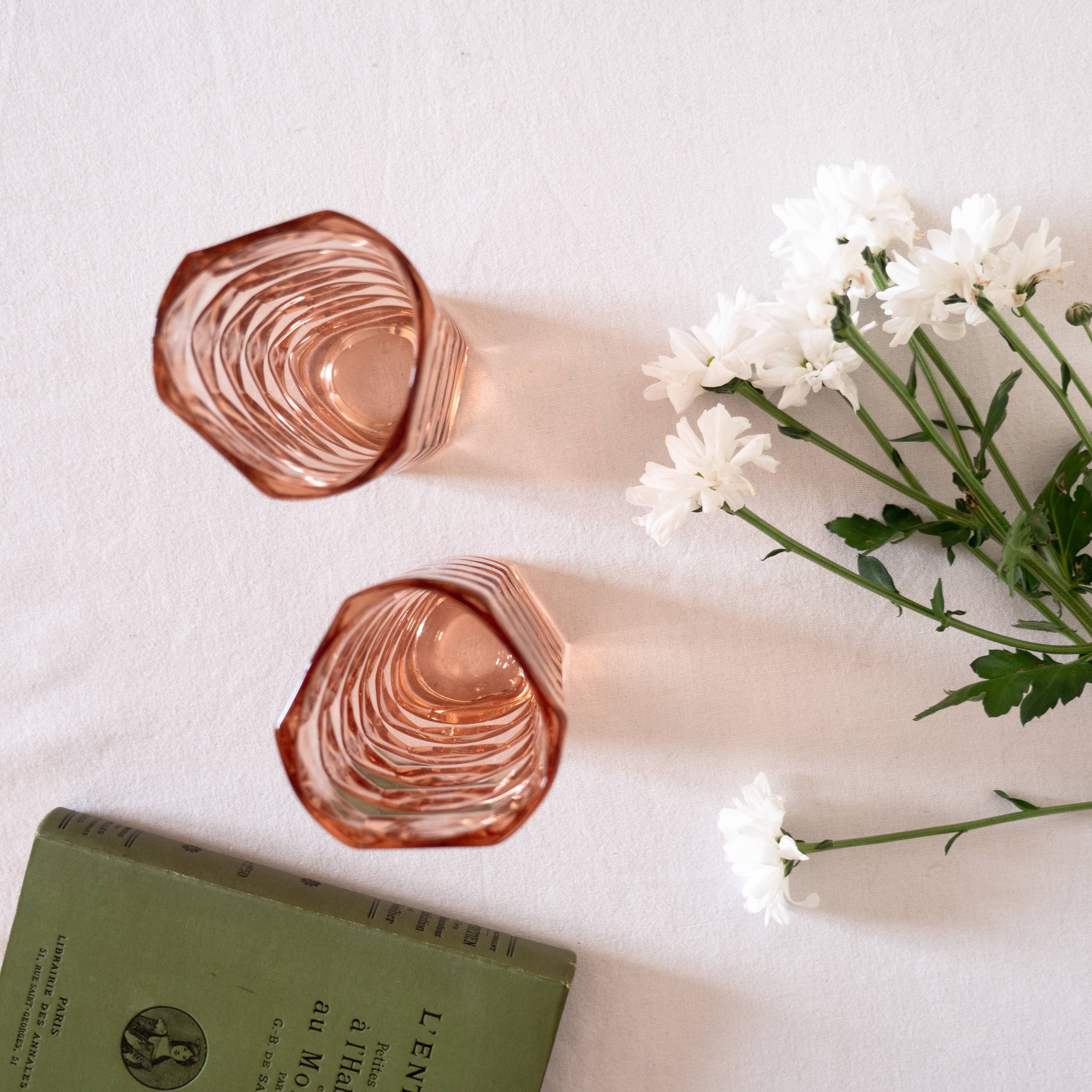 Pair of antique pink glass vases