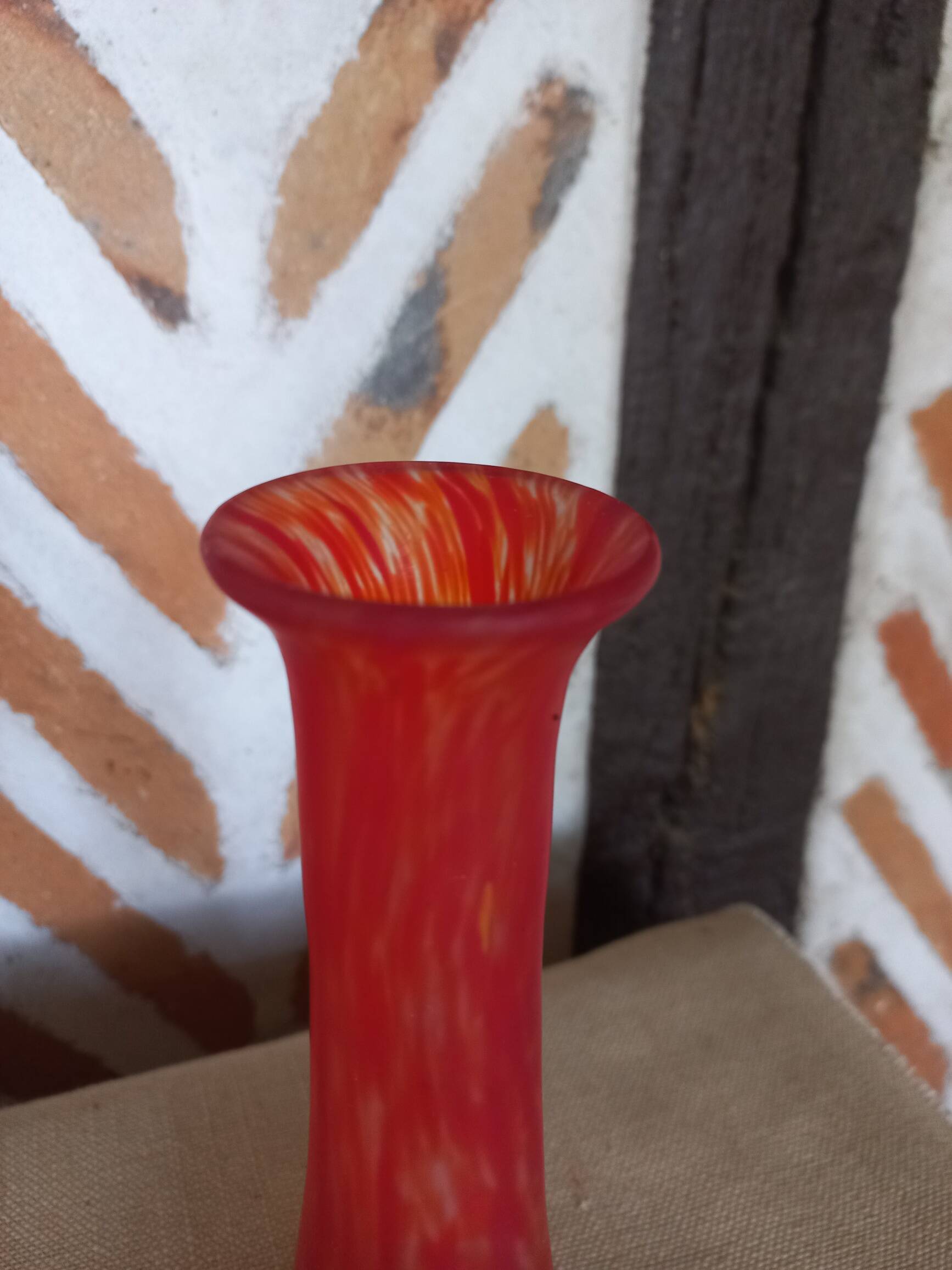 Red glass paste vase