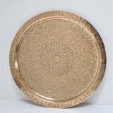Solid brass tray signed oriental vintage