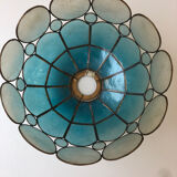 Blue mother-of-pearl and brass chandelier