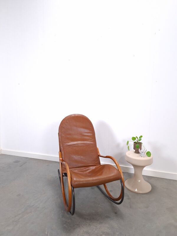 Leren Nonna fauteuil à bascule Paul Tuttle, Strässle, fauteuil à bascule