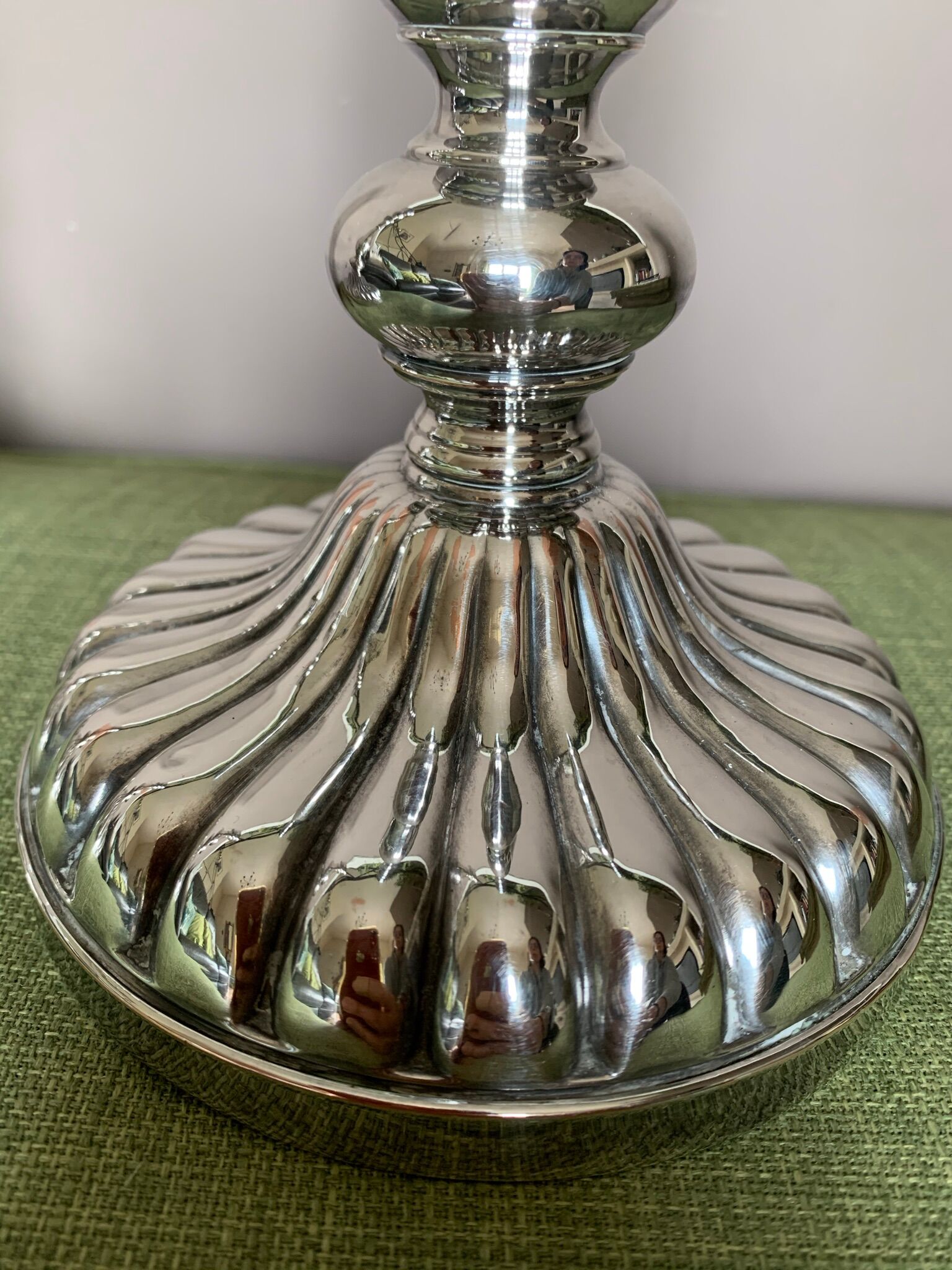 Silver metal candle holders