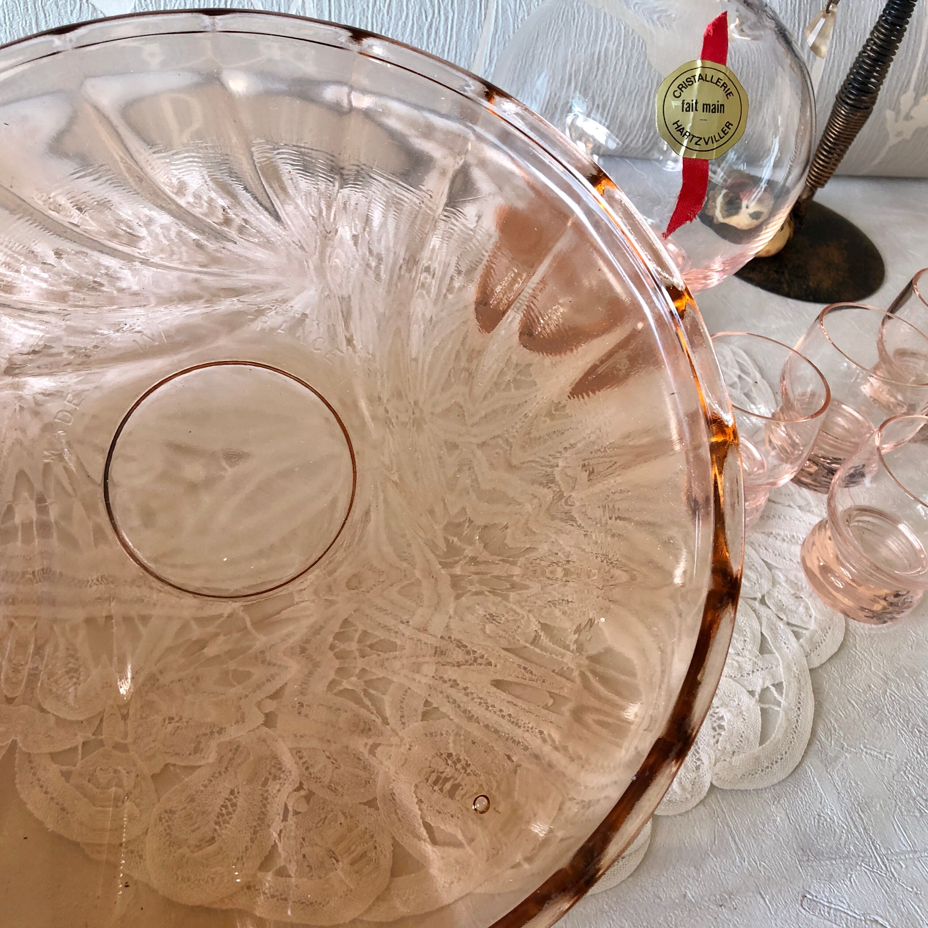 Liqueur service of the crystal factory hartzvillier france handmade 6 pieces