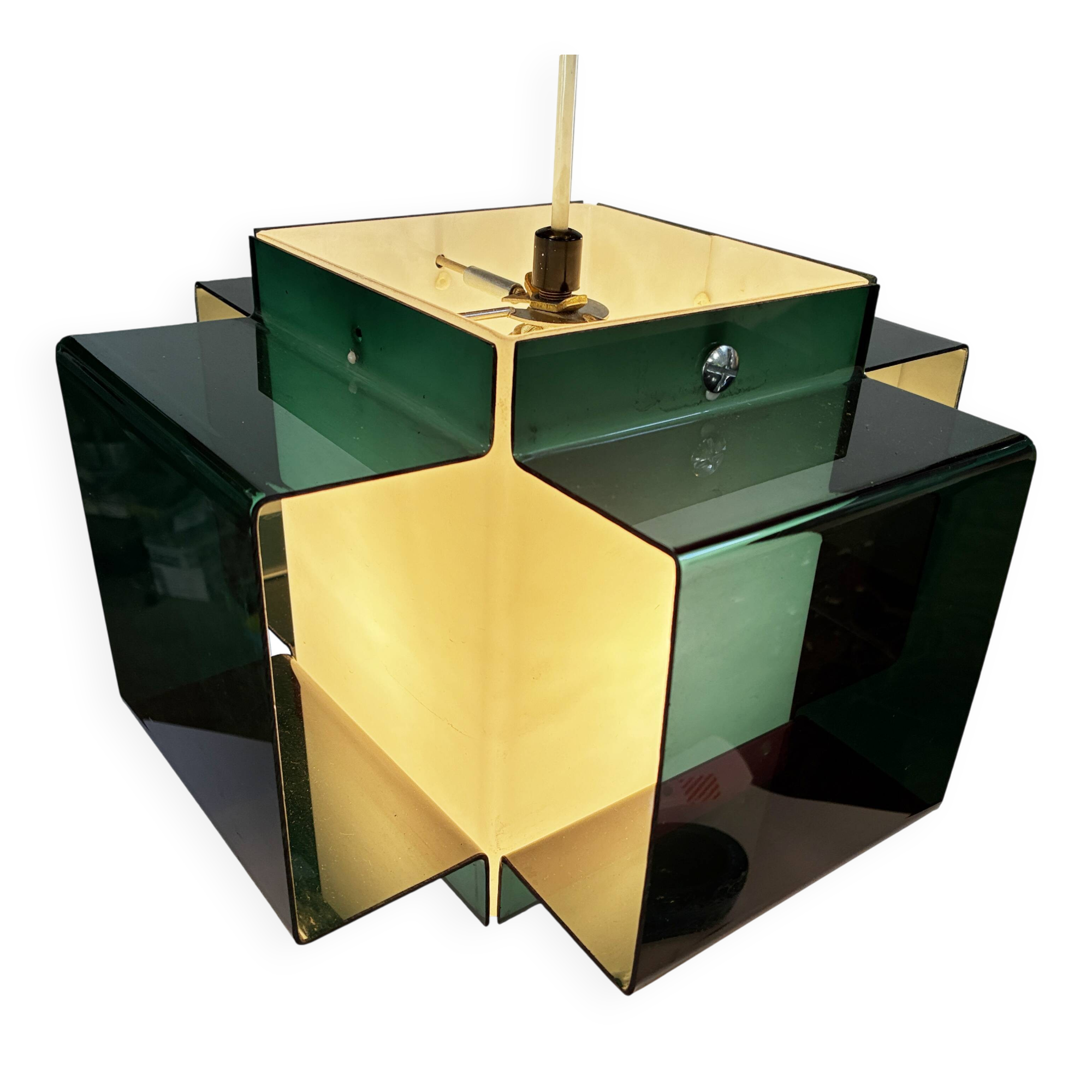 Vintage Pendant • Two-Coloured Acrylic • 1970