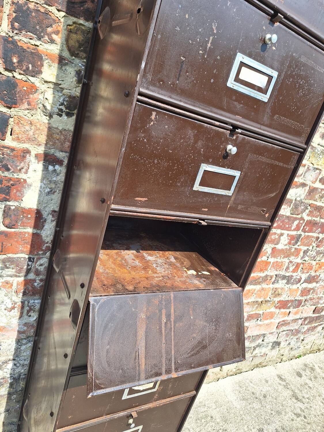 Roneo furniture with vintage metal flaps, old filing cabinet