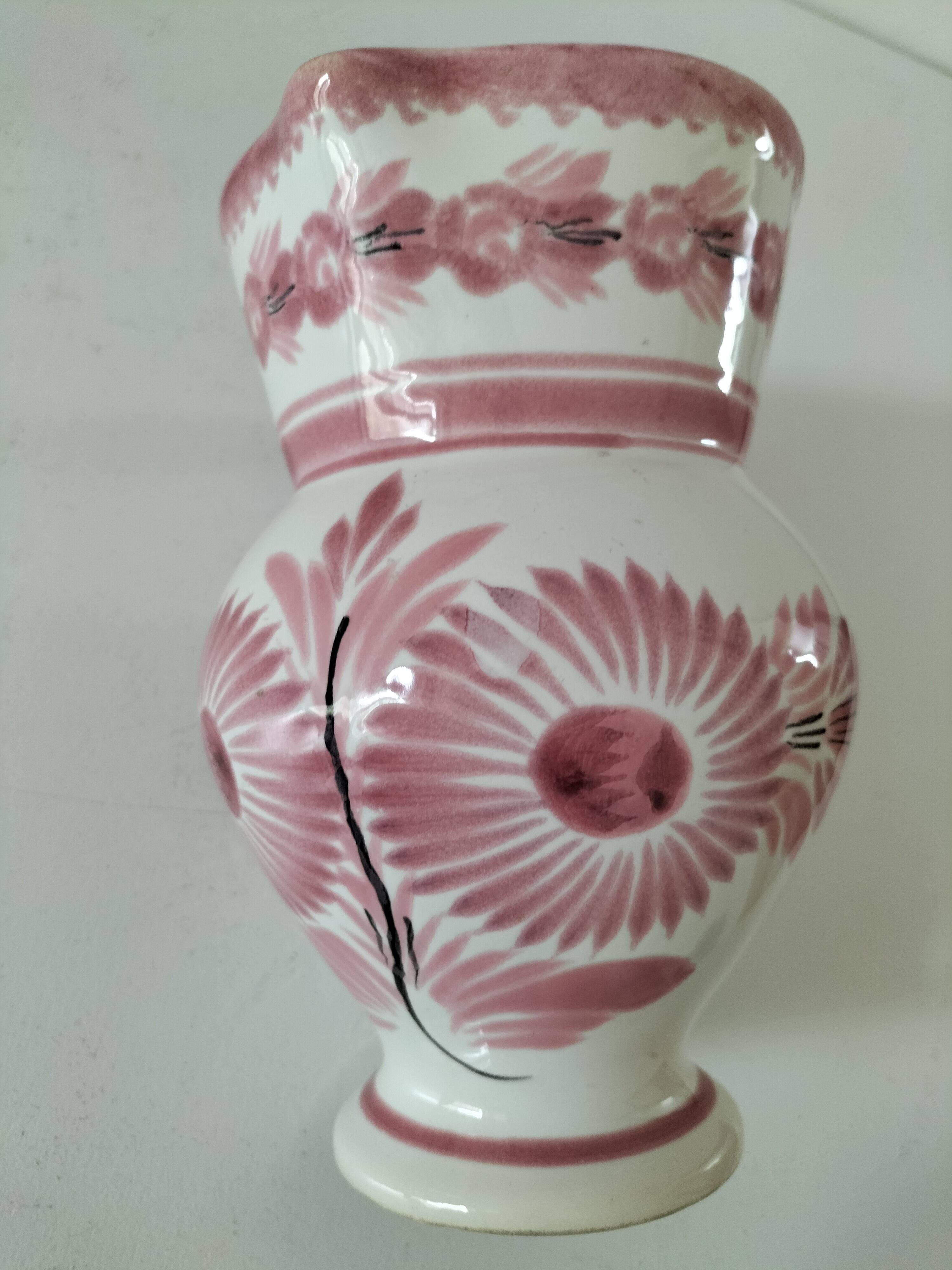 Henriot Quimper Camaïeu pink collection pitcher