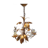 ancien lustre 3 branches en métal doré
