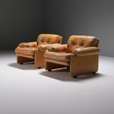 Stunning Coronado chairs in cognac leather by Afra & Tobia Scarpa - B&B Italia