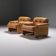Stunning Coronado chairs in cognac leather by Afra & Tobia Scarpa - B&B Italia