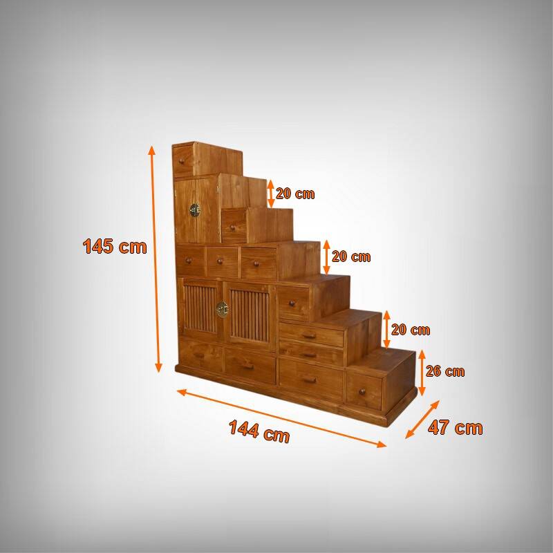 Kaidan Tansu staircase furniture in teak – 2nd part 20th century