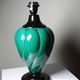 Large vintage Mathias lamp in green and black ceramic, 1970s.