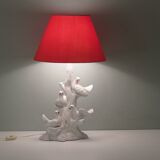 Vintage Italian ceramic table lamp with doves.