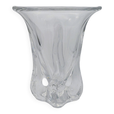 Art Vannes France - Grand Vase Sculptural Forme Libre - Cristal Massif 1950