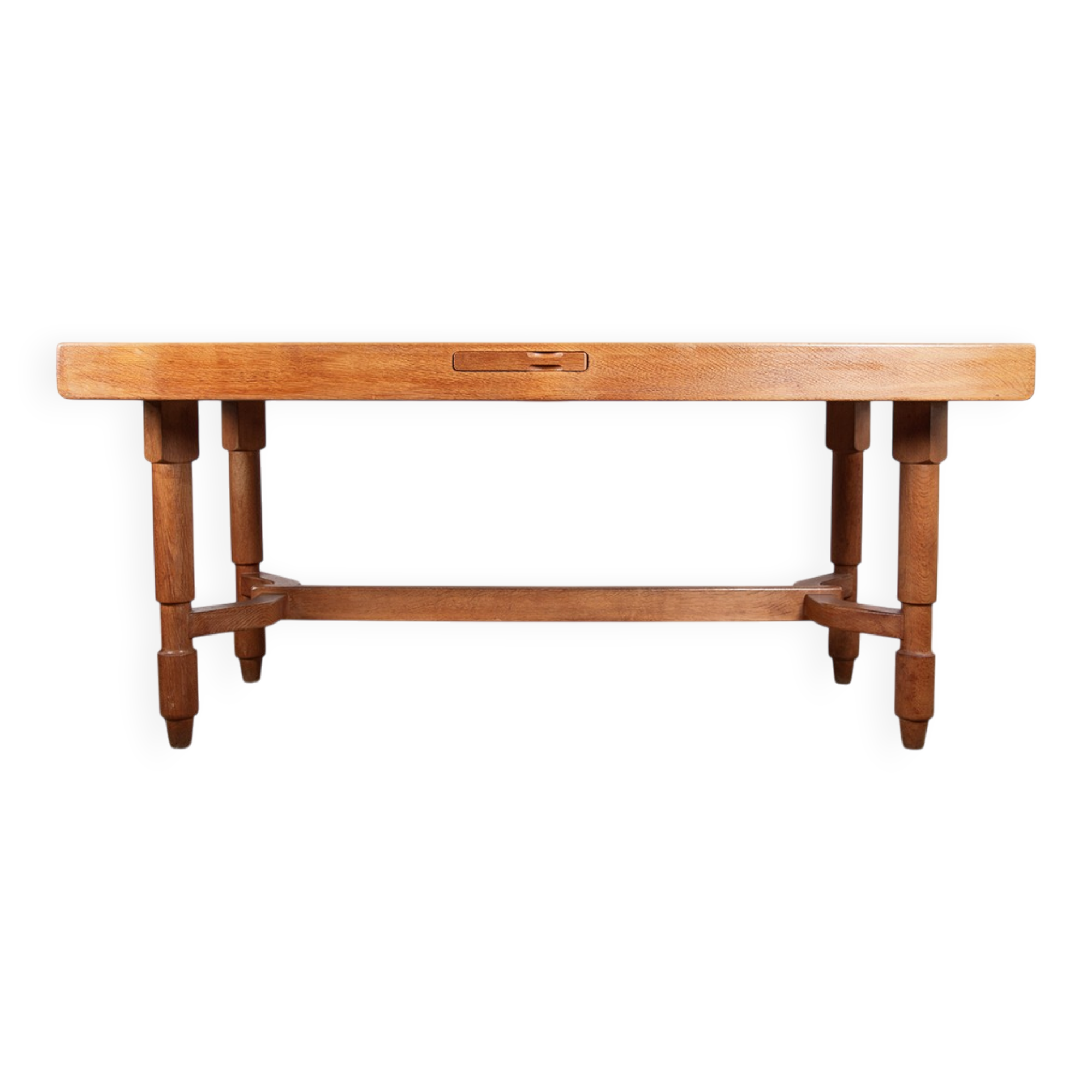 Large extendable dining table, 320 cm, in oak, Guillerme and Chambron.