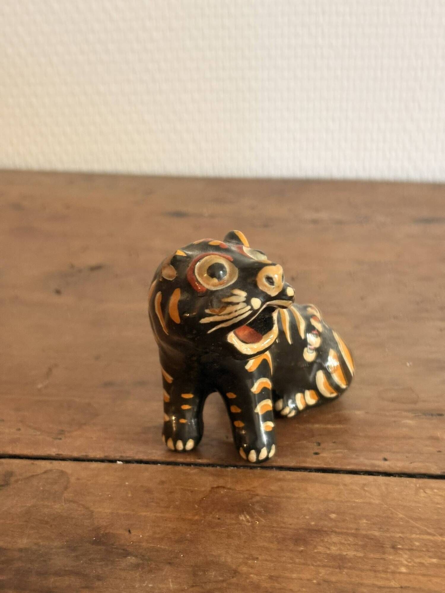 Figurine Animal Sculpture Glazed Terracotta Tiger Alebrije Mexico 2/2