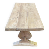 Grande table de monastère étroite décapée en chêne massif brut 200cm