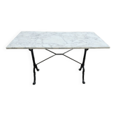 Table bistrot en marbre, piètement en fonte signé Godin, L 120 cm, made in France !