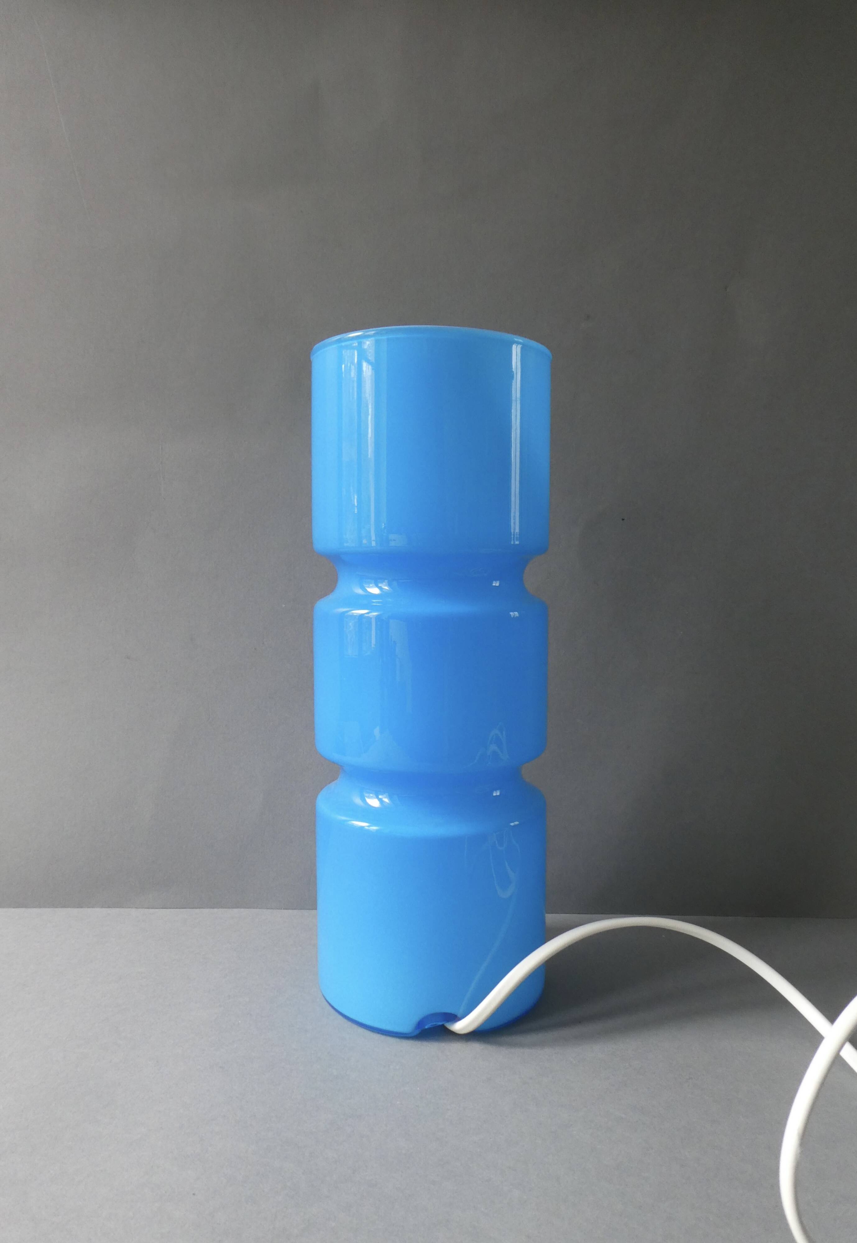 Lampe Fitz en verre bleu, Habitat, 1990