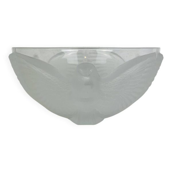 Saladier cristal aux oiseaux style art déco JG Durand