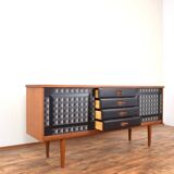 Buffet en teck peint à la main de style Op-Art du milieu du siècle par Gustav Bahus, années 1960
