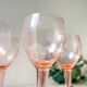 7 vintage pink faceted glass water glasses from the 1950s