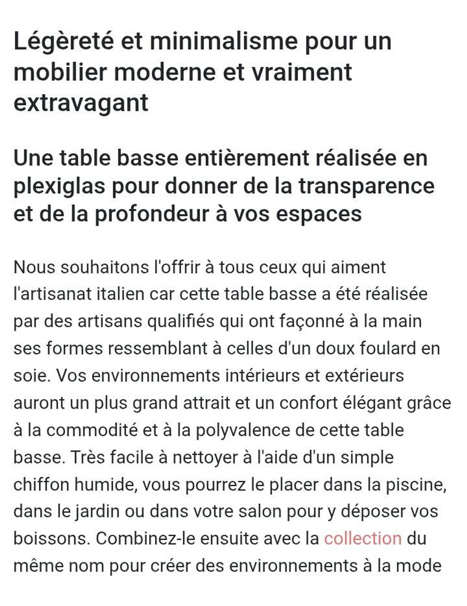 Low table plexiglass