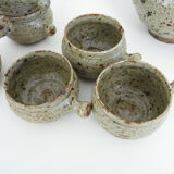 Tea set in glazed sandstone La Hulotte. Folk Art