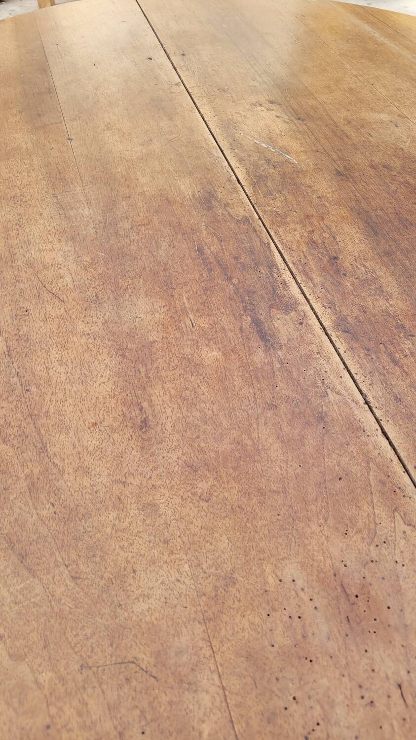 Oval Burgundy Farm Table in solid oak 19th