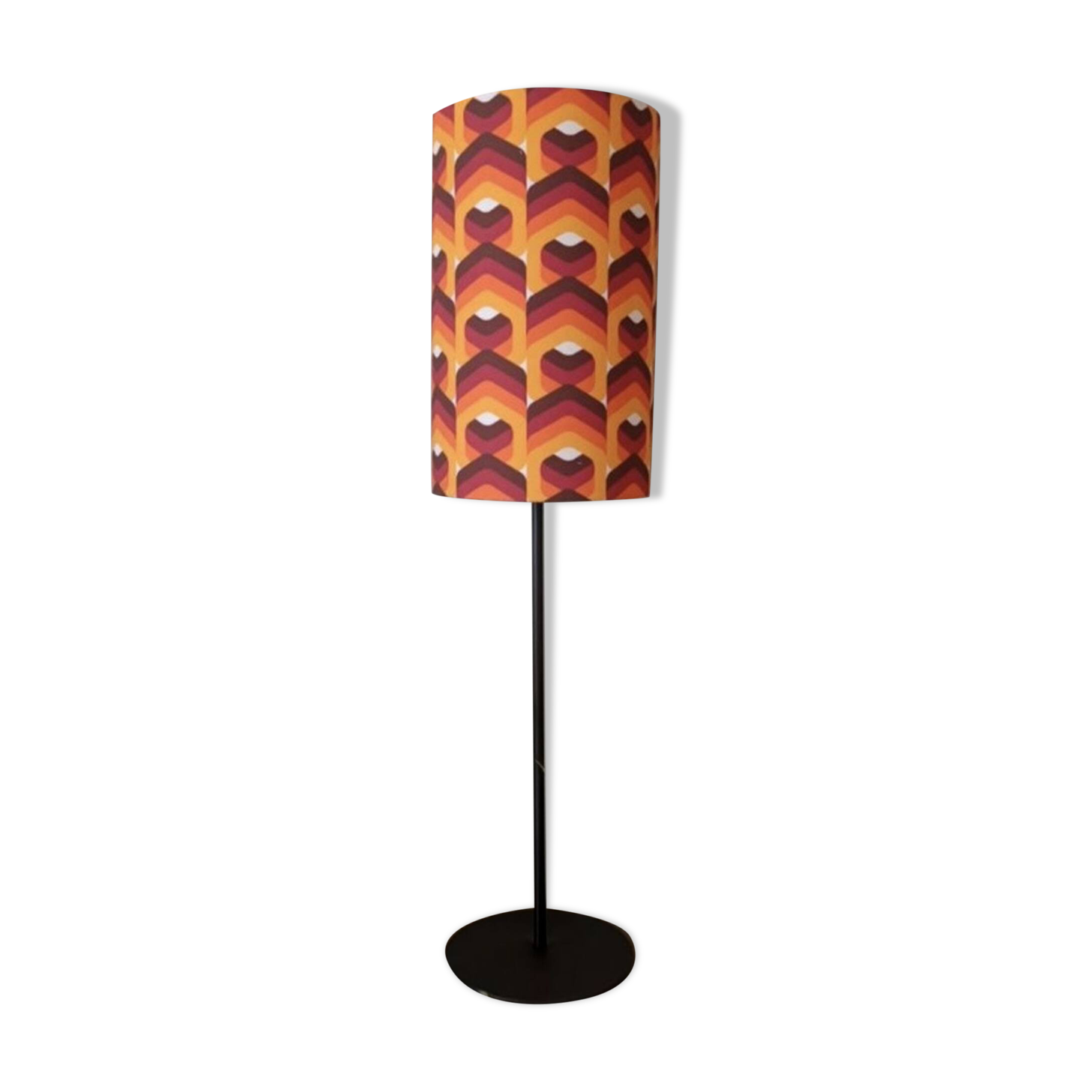 table lamp metal | geometric printed lampshade seventies style
