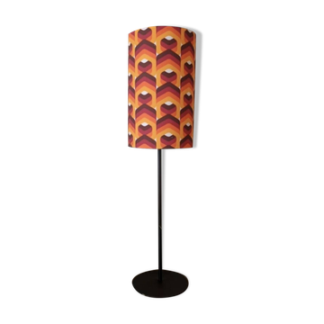 lampe à poser métal | abat-jour imprimé géométrique style seventies