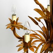 Beautiful 1970s gold-plated 5-arm tall metal chandelier by Hans Kögl
