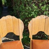 Set of art deco chairs in wood and skaï