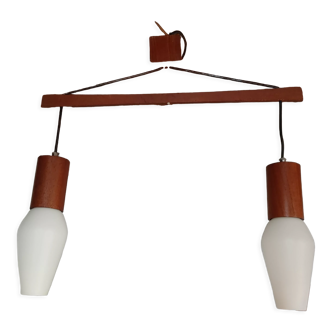 Louis Kalff. Scandinavian suspension lamp with 2 lights dating from the 60s