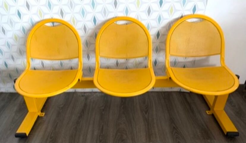 Yellow metal bench